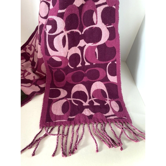 Coach Women' Coach Optic C Scarf Scarves & wraps 100% merion wool purple - Picture 2 of 11